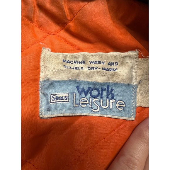 Vintage Sears Work Leisure Men's Navy Bomber Jacket Faux Fur Collar Aviator - Picture 5 of 16